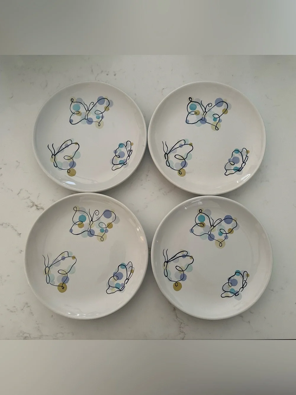 Pottery Barn Butterfly Salad Dessert Plates 8